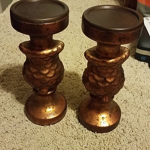Ashland Accents - New Set of 2 Metal Owl Candke Holders Pillars Ashland Accents - New Set of 2 Metal Owl Candke Holders Pillars